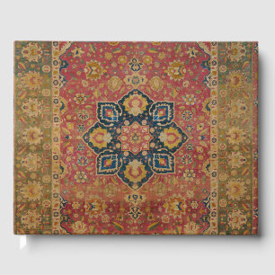 Red Gold Kashan Carpet Rug Persian Asian Guest Book