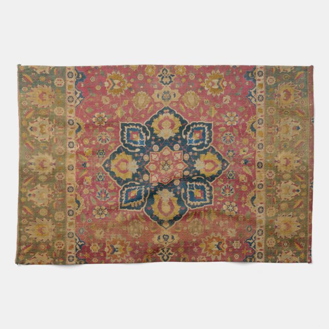 Red Gold Kashan Carpet Rug Persian Asian Kitchen Towel (Horizontal)