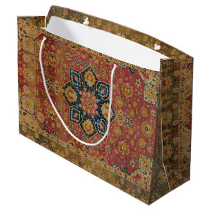 Red Gold Kashan Carpet Rug Persian Asian Large Gift Bag