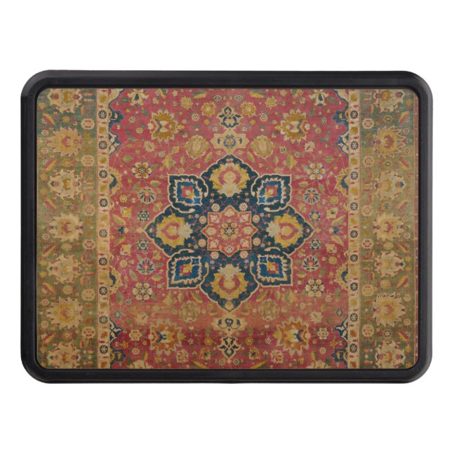 Red Gold Kashan Carpet Rug Persian Asian Trailer Hitch Cover (Front)