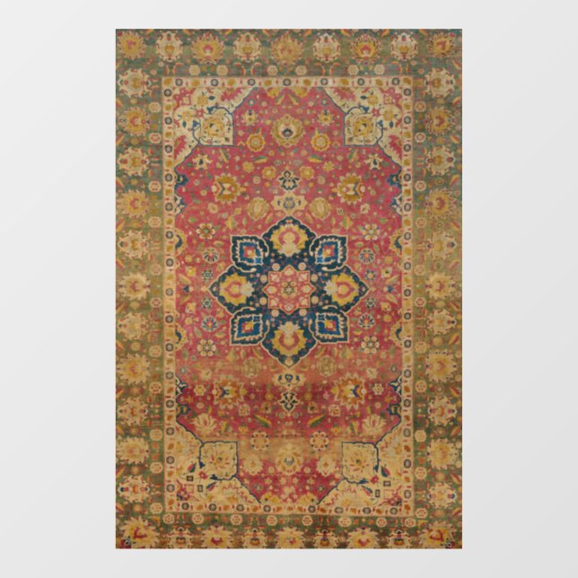 Red Gold Kashan Carpet Rug Persian Asian Window Cling (Sheet)