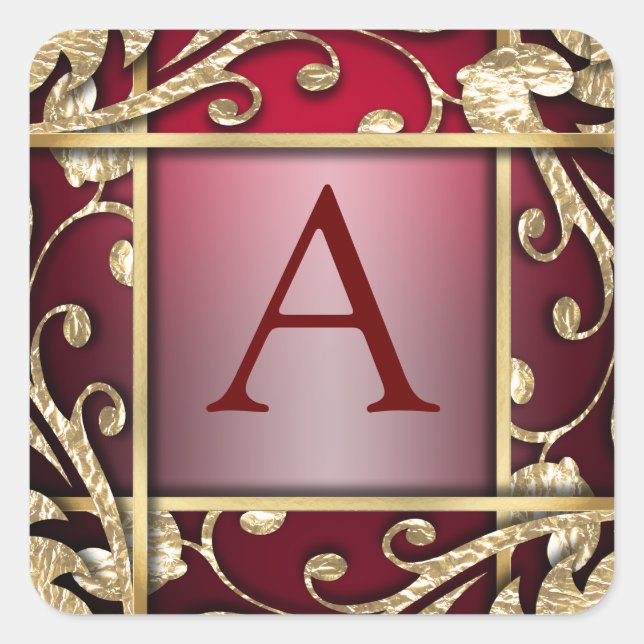 Red Gold Lattice Monogram Envelope Seal (Front)