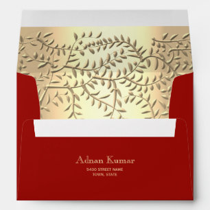 Red Gold Leaf Hindu Annaprashan Envelope
