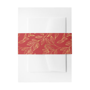 Red Gold Leaves Invitation Belly Band