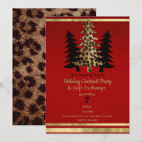 Red Gold Leopard Glam Christmas Tree Party