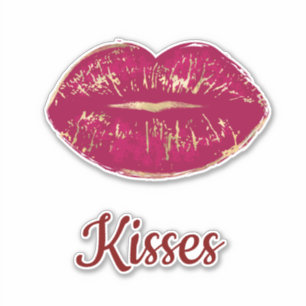 Red Gold Lips Flirty Kiss