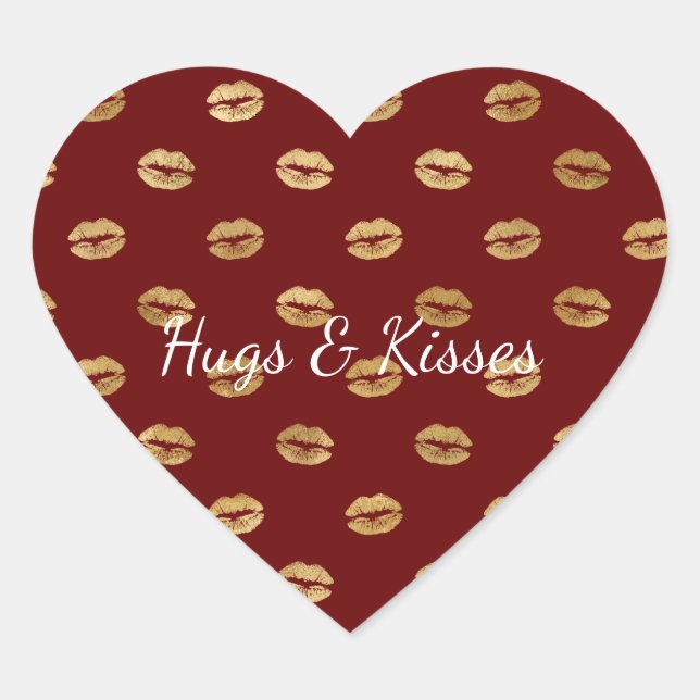 Red Gold Lips     Heart Sticker (Front)