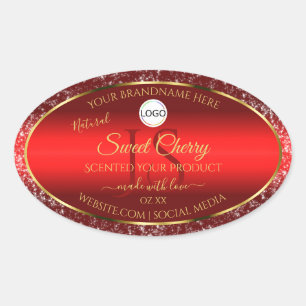 Red Gold Logo Initials Glitter Stars Product Label
