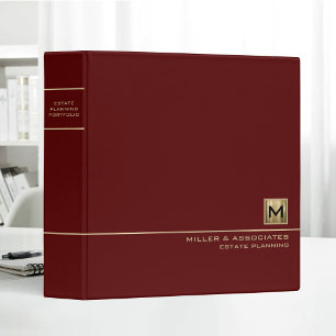 Red Gold Logo Monogram Estate Planning Portfolio Binder