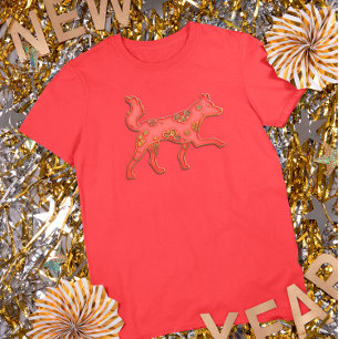 Red Gold Lunar New Year Dog Chinese Zodiac T-Shirt
