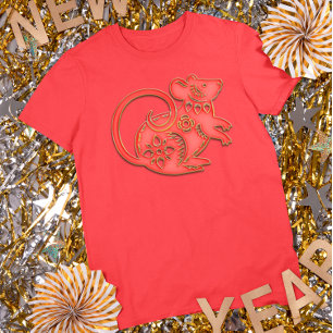 Red Gold Lunar New Year Rat Chinese Zodiac T-Shirt