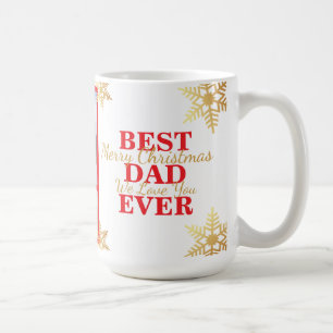 Red Gold Merry Christmas Best Dad Ever Photo Coffee Mug