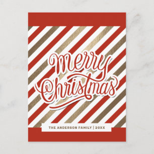 Red Gold Merry Christmas Holiday Postcard