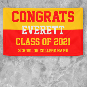 Red & Gold Minimalist Graduation Party Banner