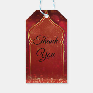 Red & Gold Moroccan Arabian Nights Wedding Favour Gift Tags