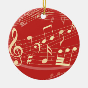 Red Gold Musical Christmas Ornament Personalized