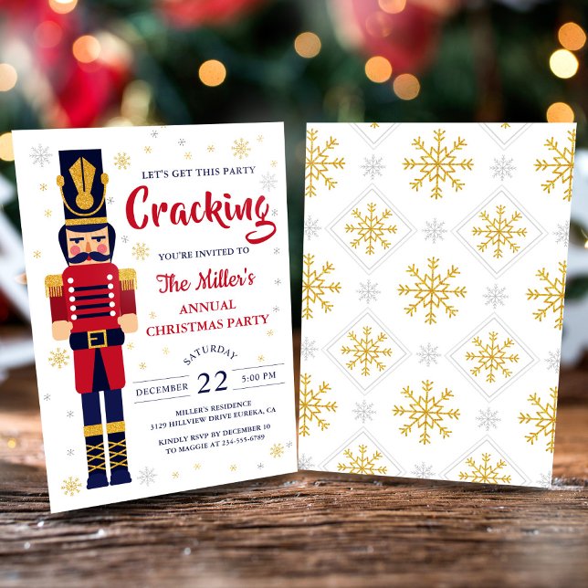 Red Gold Nutcracker Christmas Party Holiday Invitation (Creator Uploaded)