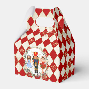 Red Gold Nutcracker Holiday Leafy Wreath Nursery T Favor Box