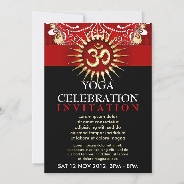 Red Gold OM Black Yoga New Age Atelier Invitation (Devant)
