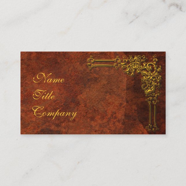 Red-Gold Ornamental Business Card (Front)