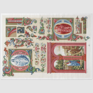 Red & Gold ornate decoupage paper