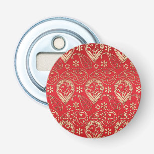 Red Gold Paisley Bandana Pattern Bottle Opener
