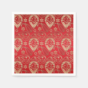 Red Gold Paisley Bandana Pattern Napkin
