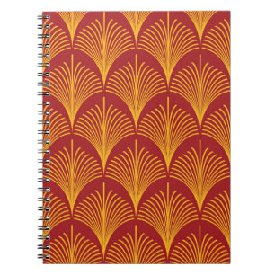 Red Gold Peacock: Art Deco. Notebook