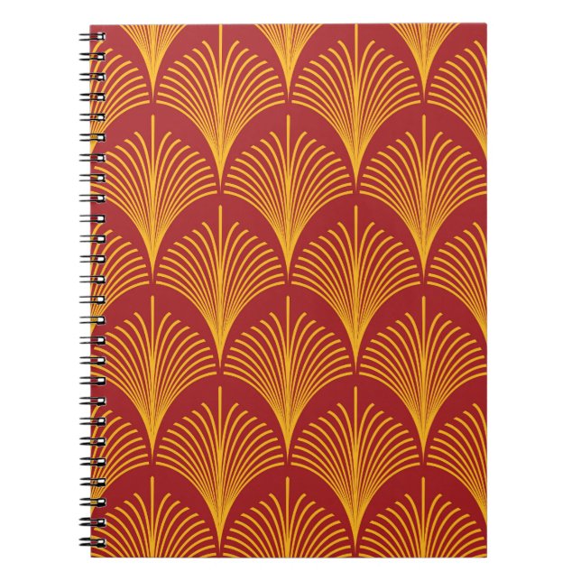 Red Gold Peacock: Art Deco. Notebook (Front)