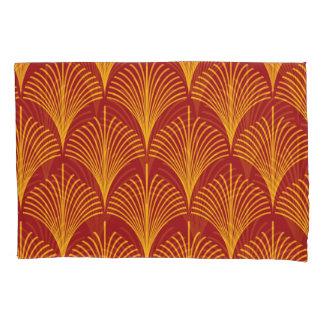 Red Gold Peacock: Art Deco. Pillowcase