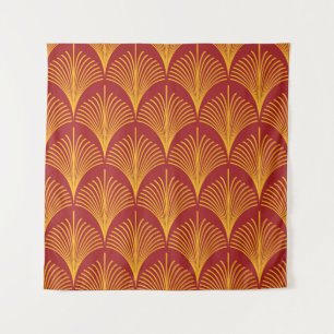Red Gold Peacock: Art Deco. Tapestry