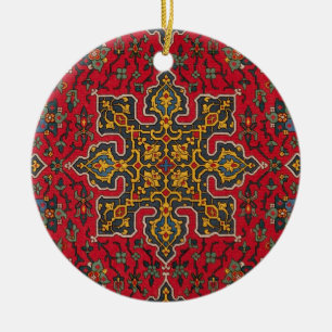 Red & Gold Persian Rug Ceramic Ornament