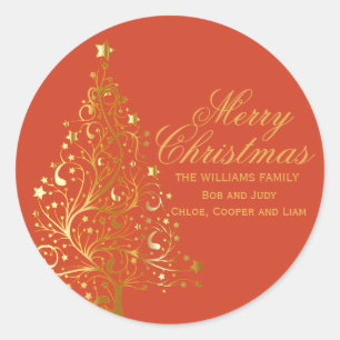 Red & Gold Personalized Christmas Address Labels
