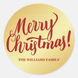 Red & Gold Personalized  Christmas Envelope Seals