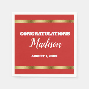 Red Gold Personalized Trunk Party Napkin