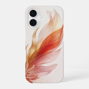 Red Gold Phoenix Feather Abstract Art iPhone 16 Ca Case