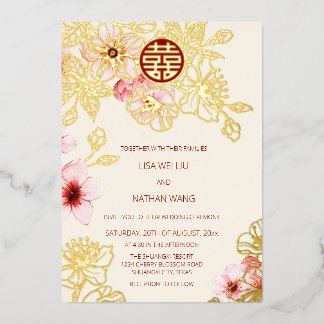 Red Gold  Pink Cherry Blossom Chinese Wedding