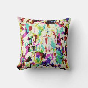 Red Gold Pink Teal Paint Splashes Medley Design Throw Pillow