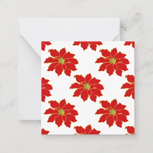  Red Gold Poinsettia Pattern   Card (Front)
