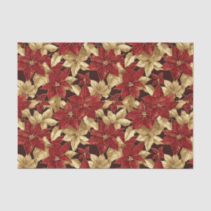 Red Gold Poinsettias Vintage Christmas Tissue Paper