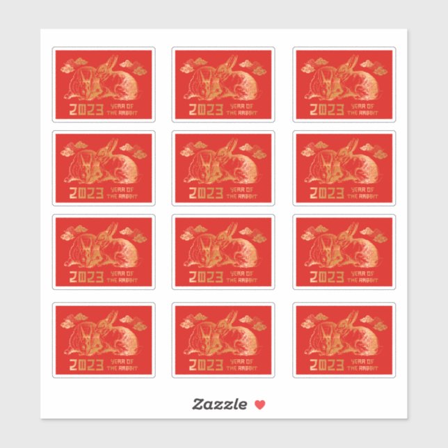 Red Gold Rabbit Chinese New Year Spring Festival (Sheet)