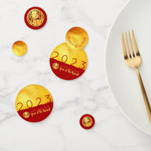 Red Gold Rabbit papercut 2023 Golden Party C Confetti