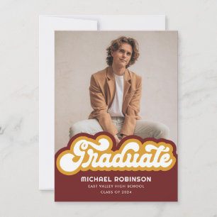 Red Gold Retro Graduate Photo Announcement