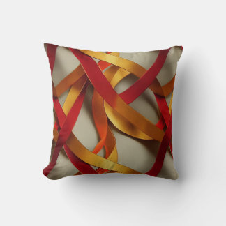 Red Gold Ribbons Throw Pillow