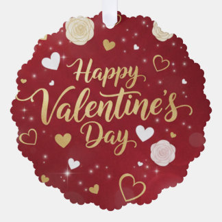 Red & Gold Romance for your valentine Ornament Card