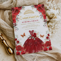 Red Gold Roses Princess Quinceañera Mis Quince