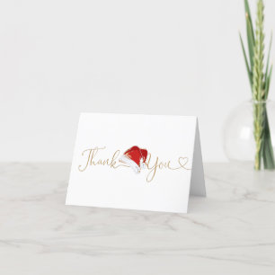 Red Gold Santa Baby Christmas Folded Thank You Holiday Card