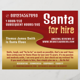 Red & Gold, Santa Claus Entertainer Advertising Flyer
