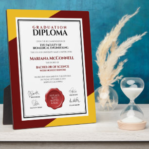 Red Gold School College University Diploma Plaque