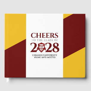 Red Gold School College University Graduation  Guest Book